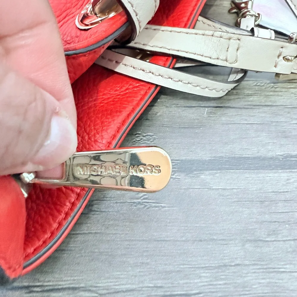 Michael Kors orange and Cream Tote with Metal Hardware